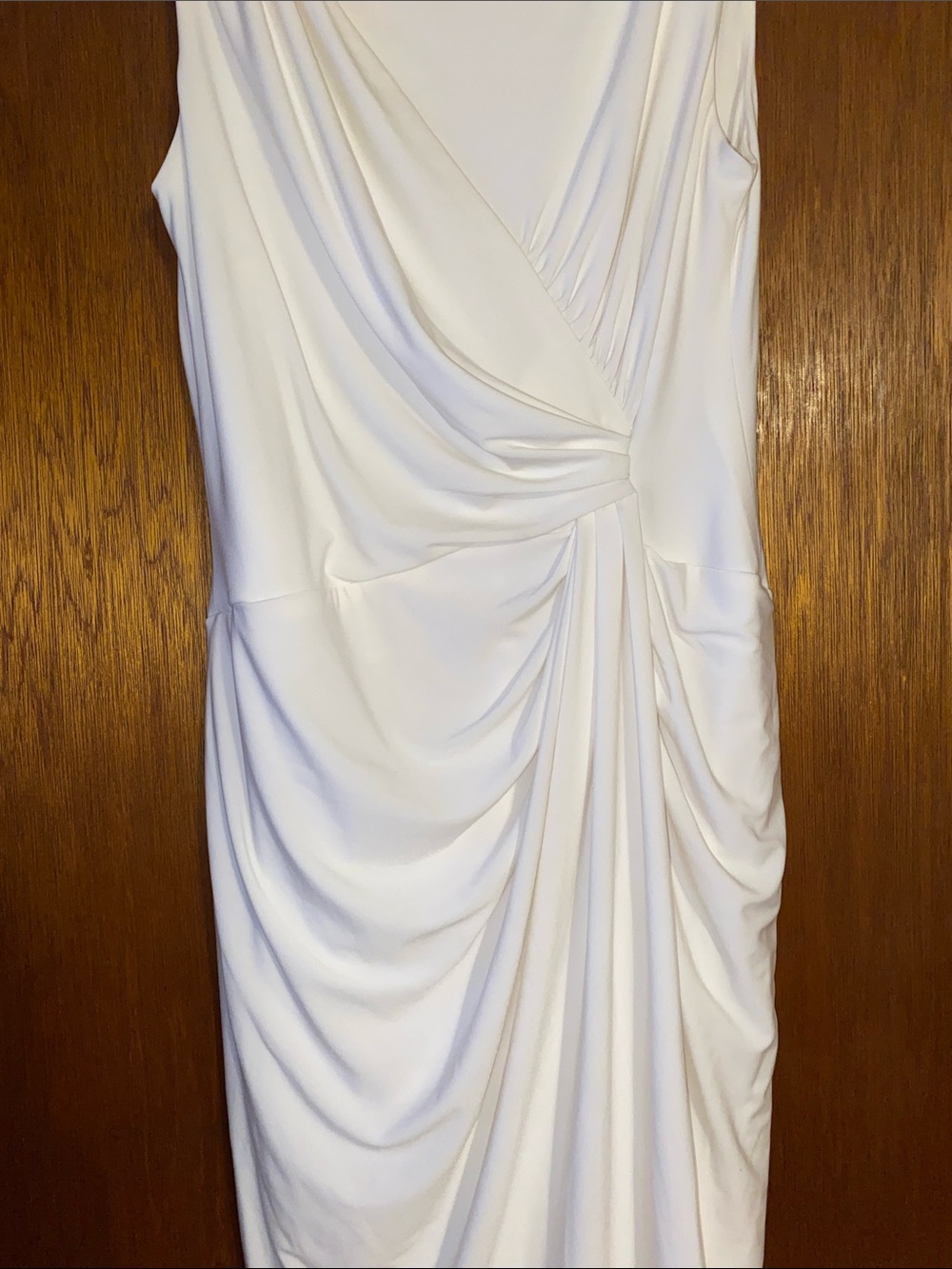 Lauren Ralph Lauren Off White Draped Sleeveless Dress Pit To Pit 17” x 38” L - Picture 2 of 6